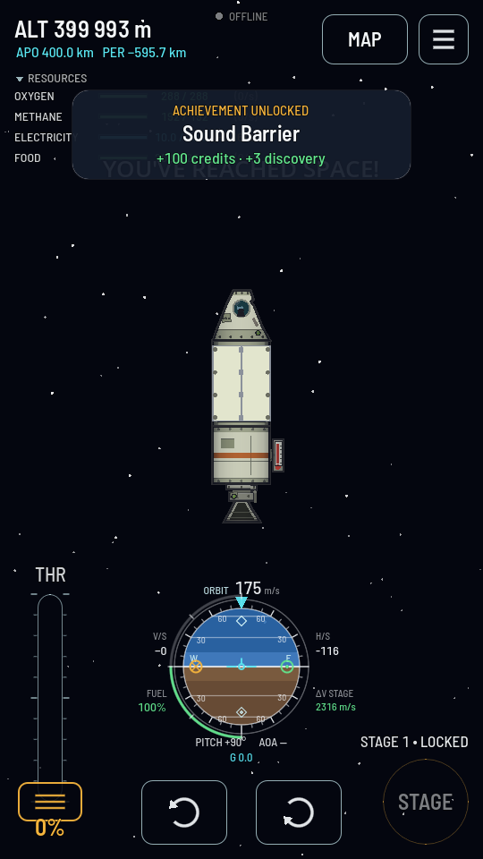 A satellite in orbit with its payload bay shut, a smooth-sided hull with a seam down the middle.