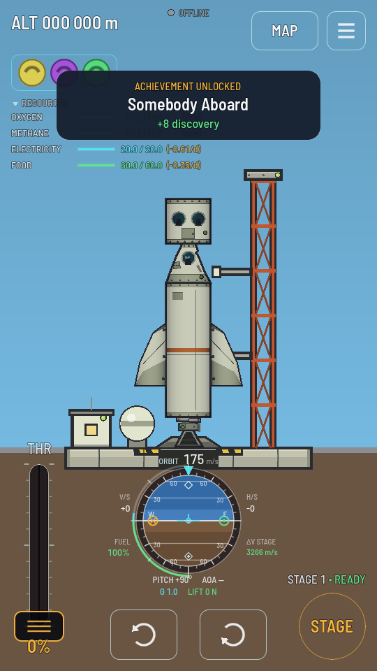 The flight screen with three round faces in a row at the top left in place of a name and state line.