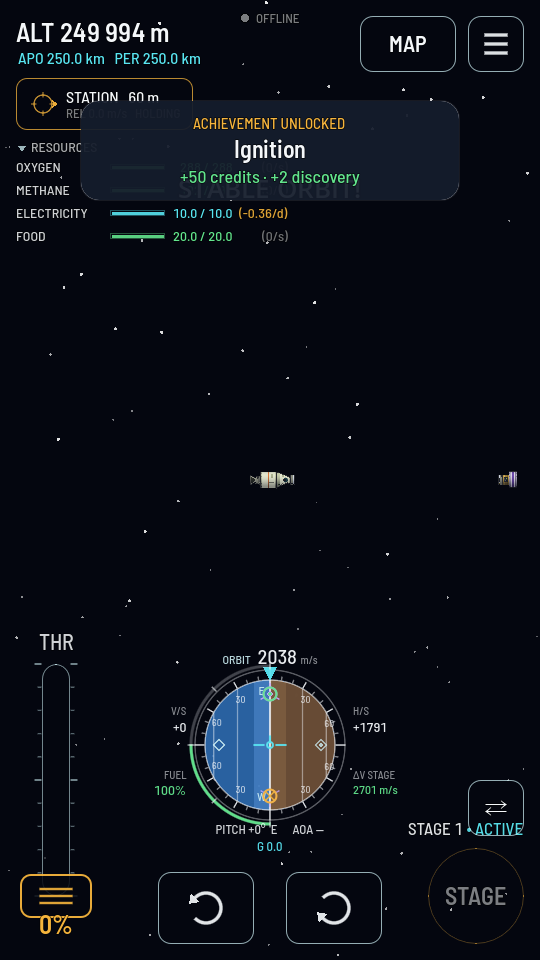 The flight view with two ships side by side, and a chip in the top left reading STATION 60 m with HOLDING on the line beneath.