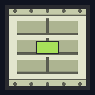 The Cargo Bay as drawn in the hangar: rows of crates behind a putty hull, with a green supplies placard.