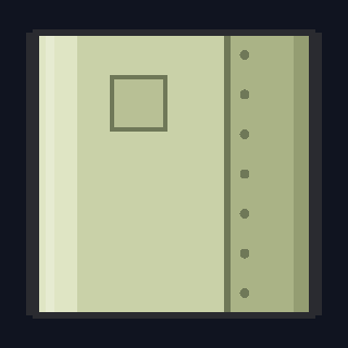 The FS-1 Fuselage as drawn in the hangar: a pale green section with a lit spine, a shaded belly, a riveted panel seam down its length and an access hatch.