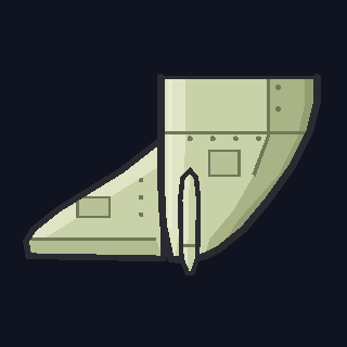 The TL-1 Tail as drawn in the hangar: a cone sweeping up to a narrow end under a tall swept fin, with the stabiliser reaching past its tip.