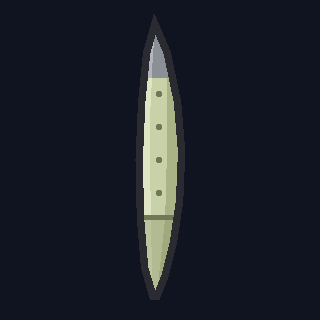 The SW-1 Supersonic Wing as drawn in the hangar: a thin sliver of a section, sharp at both ends, with a bare metal leading edge and the flap marked on its aft quarter.